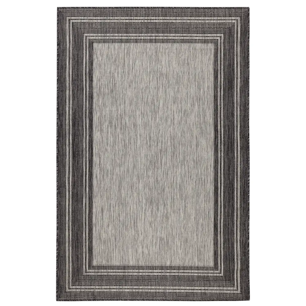Liora Manne Carmel Multi Border Indoor/Outdoor Area Rug Black 4'10