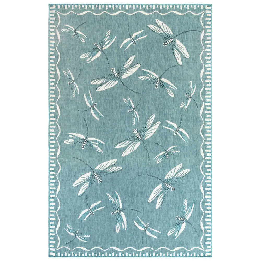 Liora Manne Carmel Dragonfly Indoor/Outdoor Area Rug Aqua 7'10
