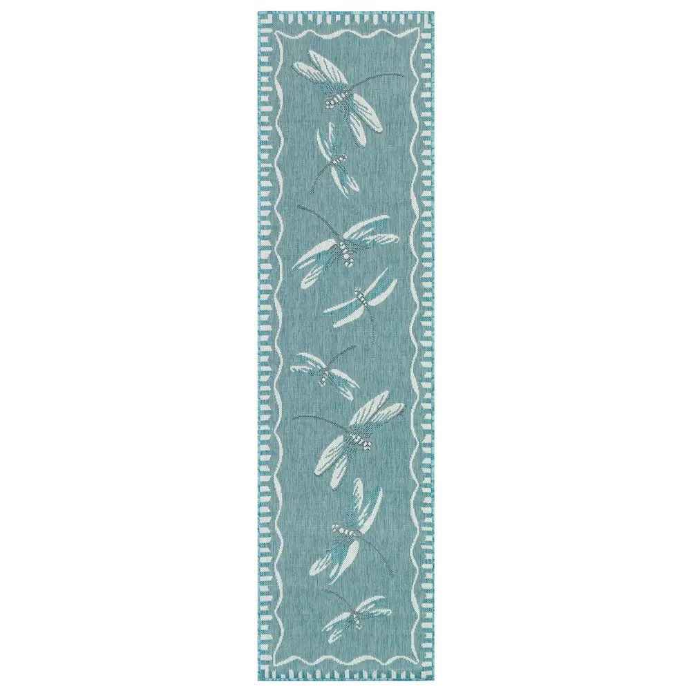Liora Manne Carmel Dragonfly Indoor/Outdoor Area Rug Aqua 1'11