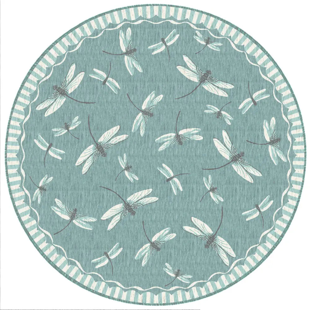 Liora Manne Carmel Dragonfly Indoor/Outdoor Area Rug Aqua 7'10