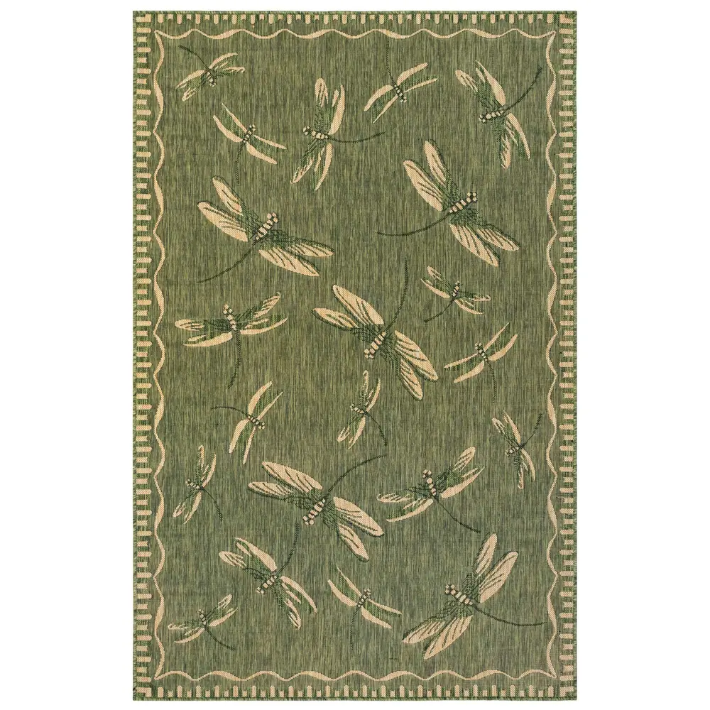 Liora Manne Carmel Dragonfly Indoor/Outdoor Area Rug Green 7'10