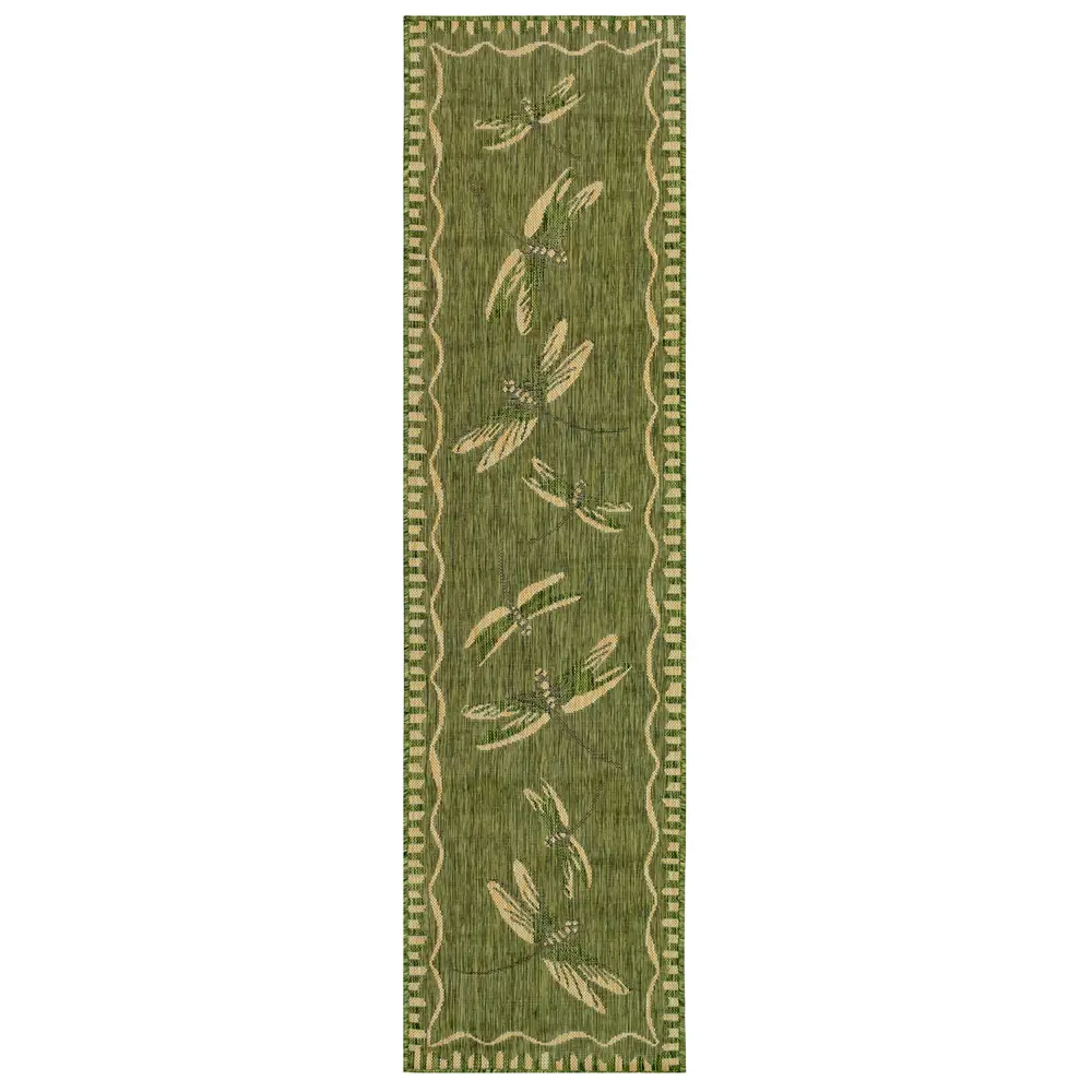 Liora Manne Carmel Dragonfly Indoor/Outdoor Area Rug Green 1'11