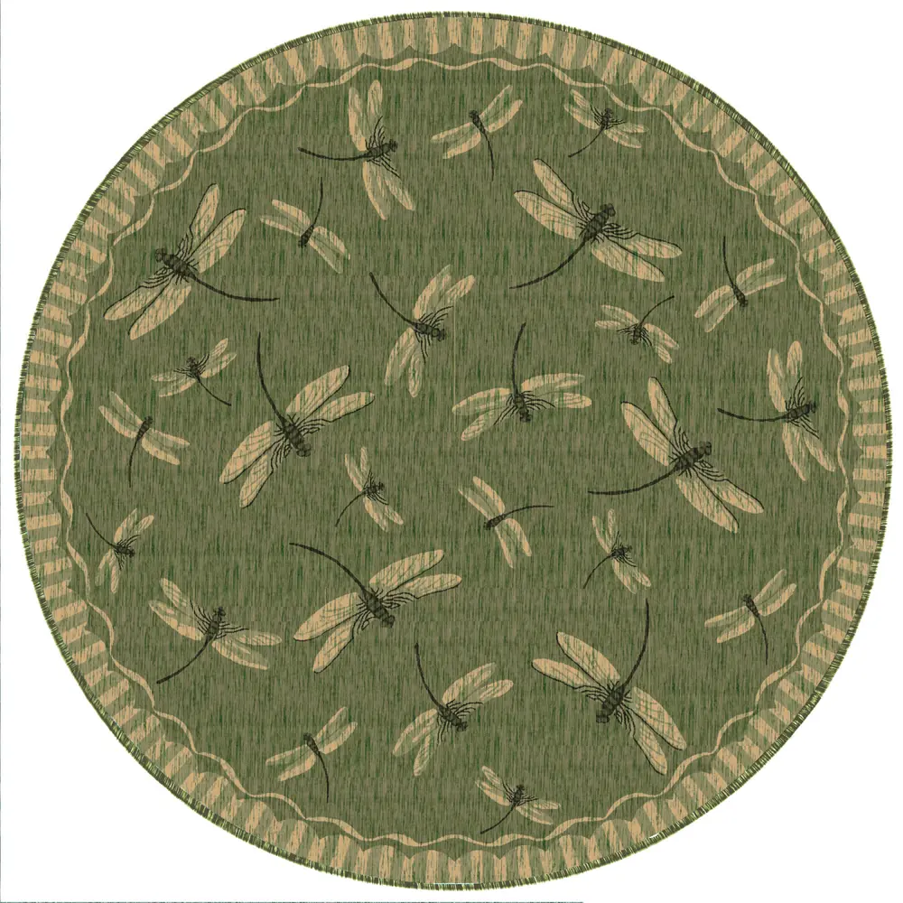 Liora Manne Carmel Dragonfly Indoor/Outdoor Area Rug Green 7'10
