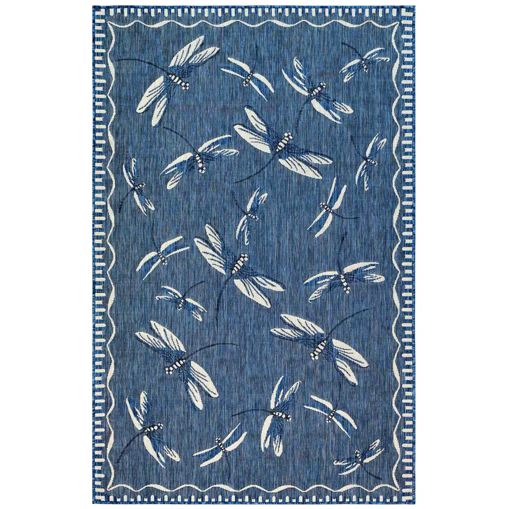 Liora Manne Carmel Dragonfly Indoor/Outdoor Area Rug Navy 4'10