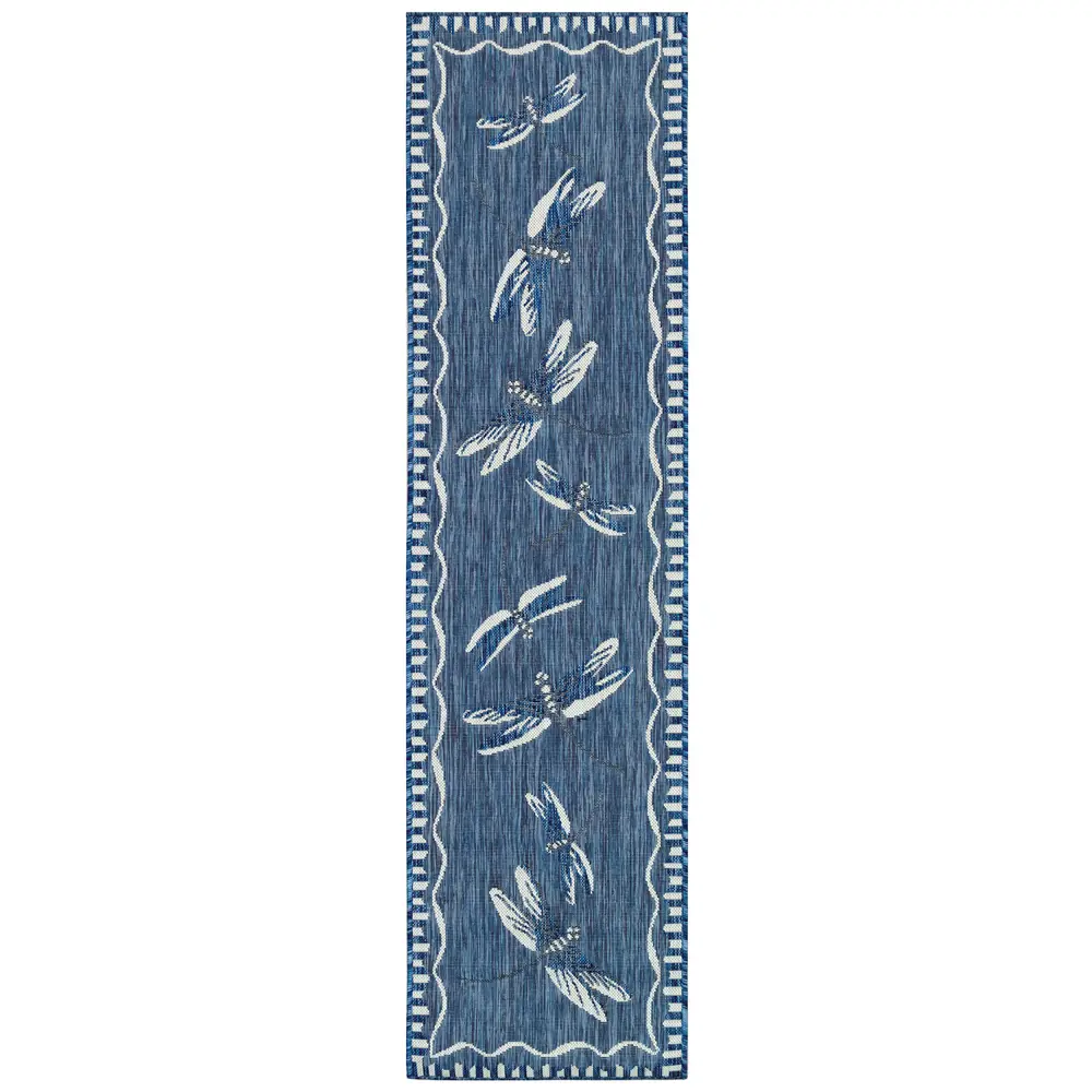 Liora Manne Carmel Dragonfly Indoor/Outdoor Area Rug Navy 1'11