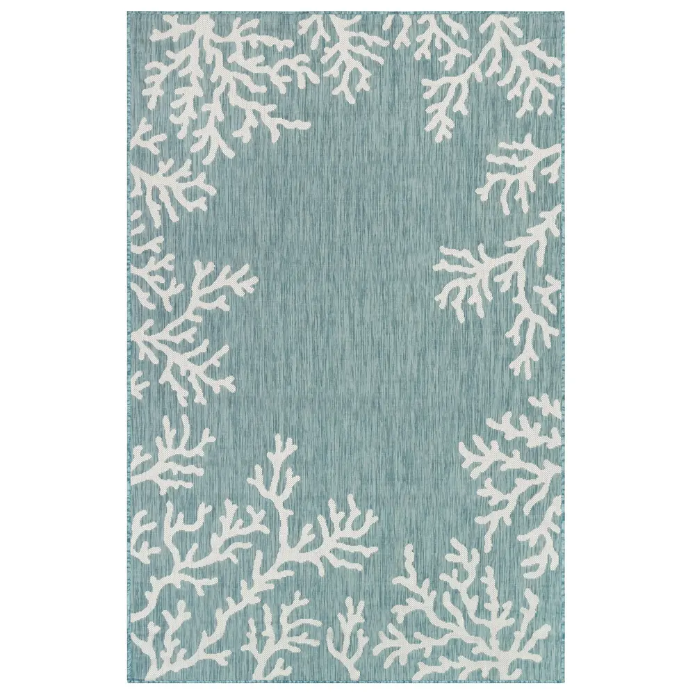 Liora Manne Carmel Coral Border Indoor/Outdoor Area Rug Aqua 6'6