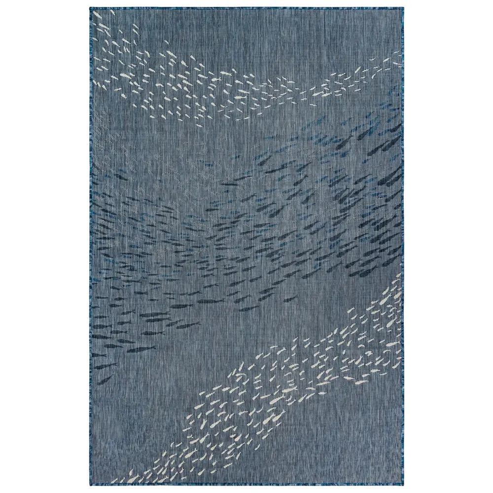 Liora Manne Carmel School Of Fish Indoor/Outdoor Area Rug Navy 7'10