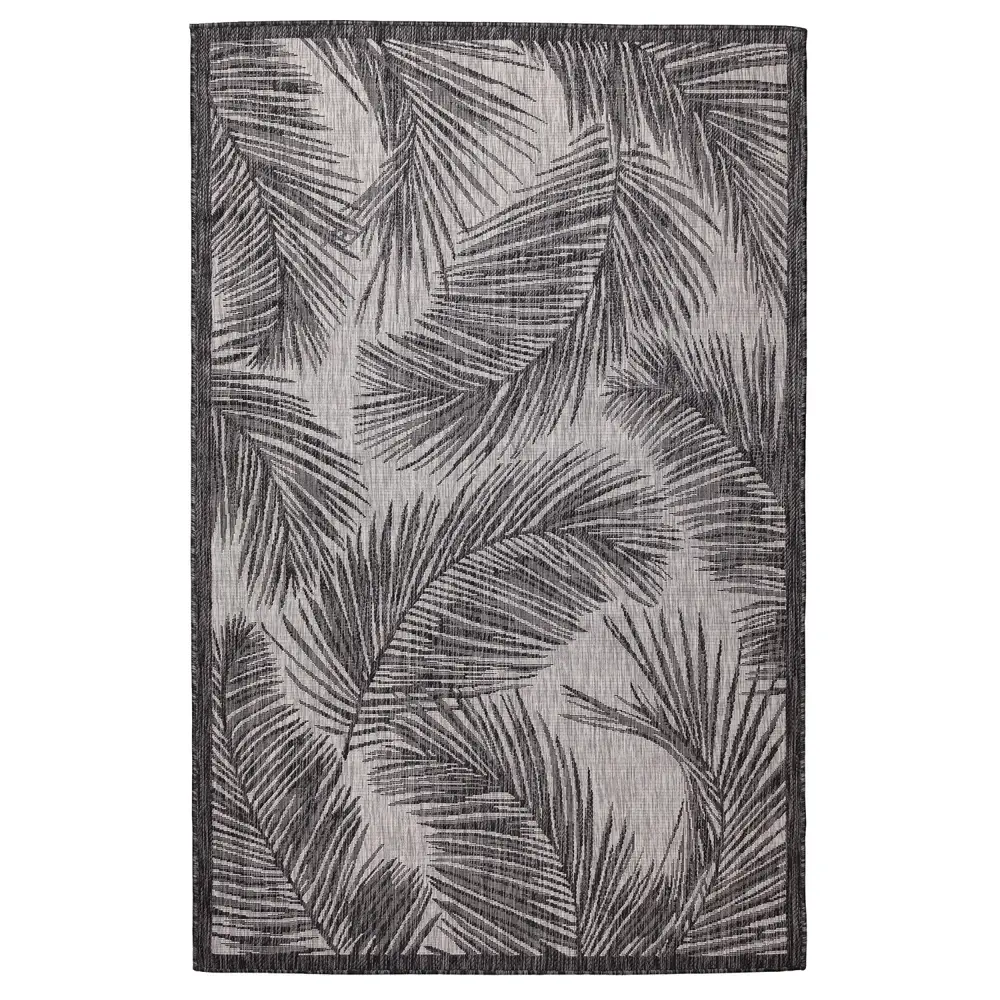 Liora Manne Carmel Fronds Indoor/Outdoor Area Rug Black 4'10