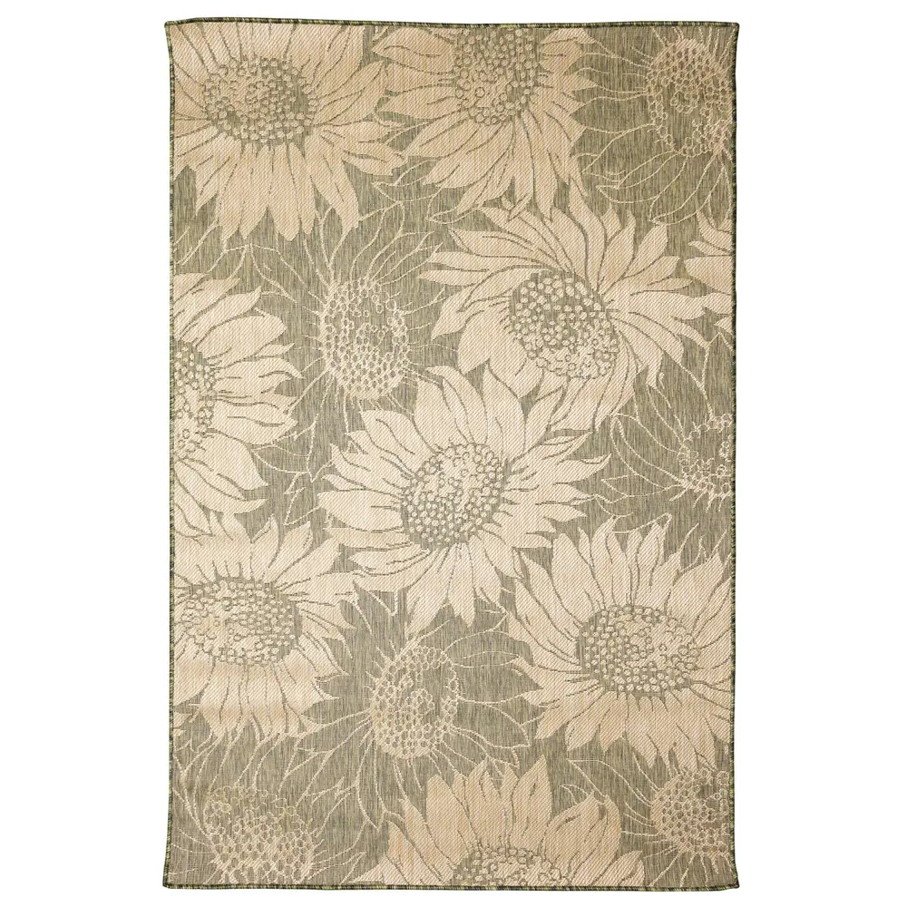 Liora Manne Carmel Sunflower Field Indoor/Outdoor Area Rug Green 4'10