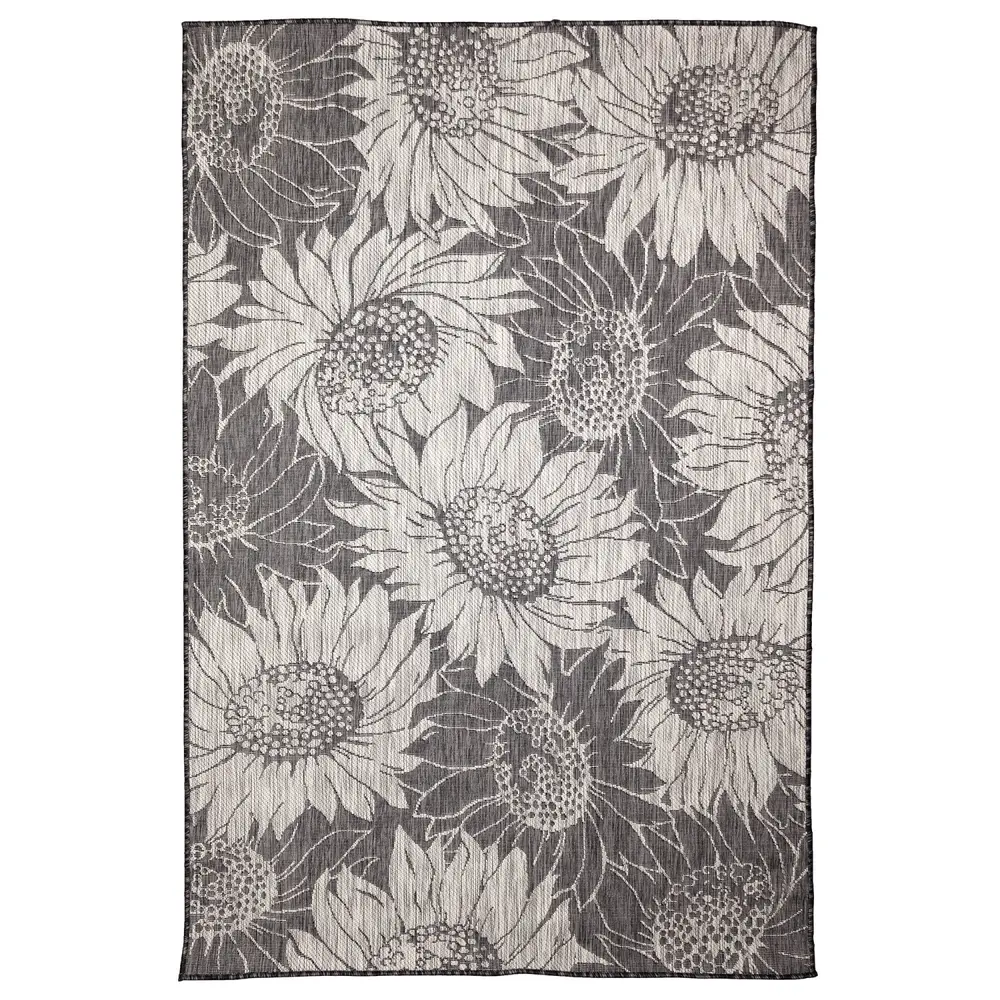 Liora Manne Carmel Sunflower Field Indoor/Outdoor Area Rug Black 4'10