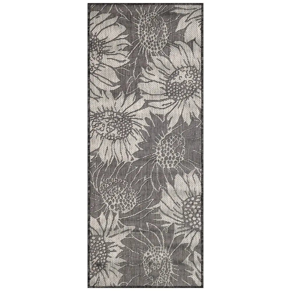 Liora Manne Carmel Sunflower Field Indoor/Outdoor Area Rug Black 1'11