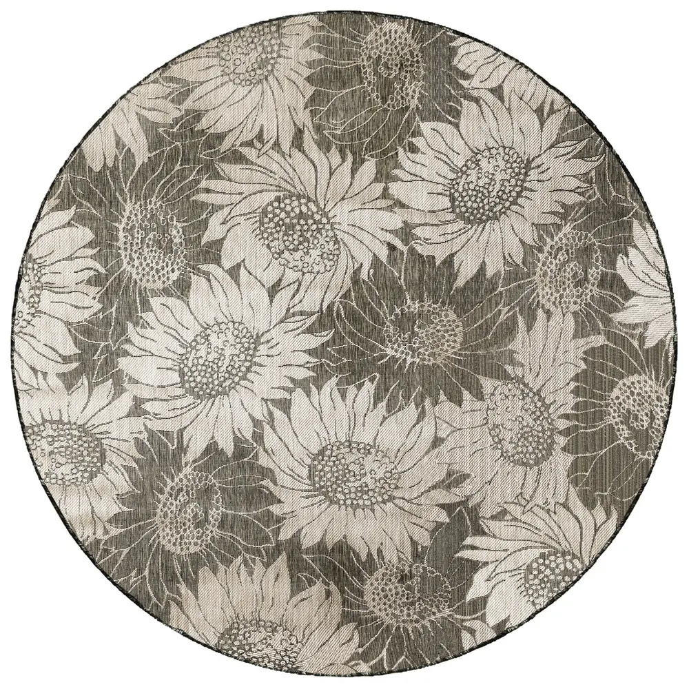 Liora Manne Carmel Sunflower Field Indoor/Outdoor Area Rug Black 7'10