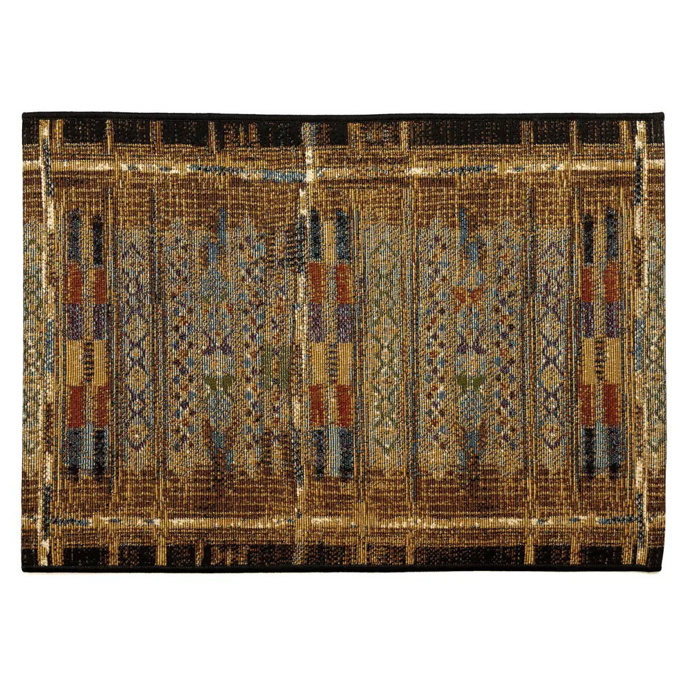 Liora Manne Esencia Tribal Stripe Indoor/Outdoor Mat Gold 2' x 2'10