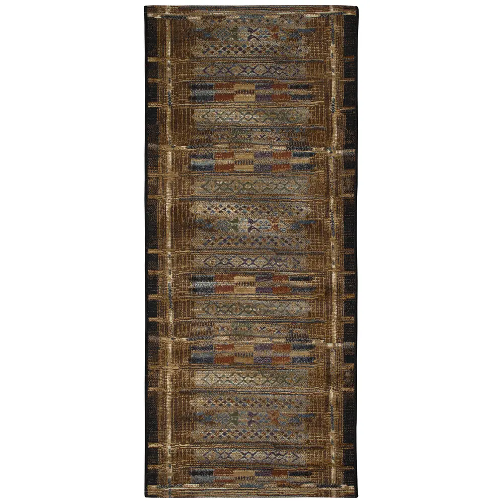Liora Manne Esencia Tribal Stripe Indoor/Outdoor Mat Gold 1'11