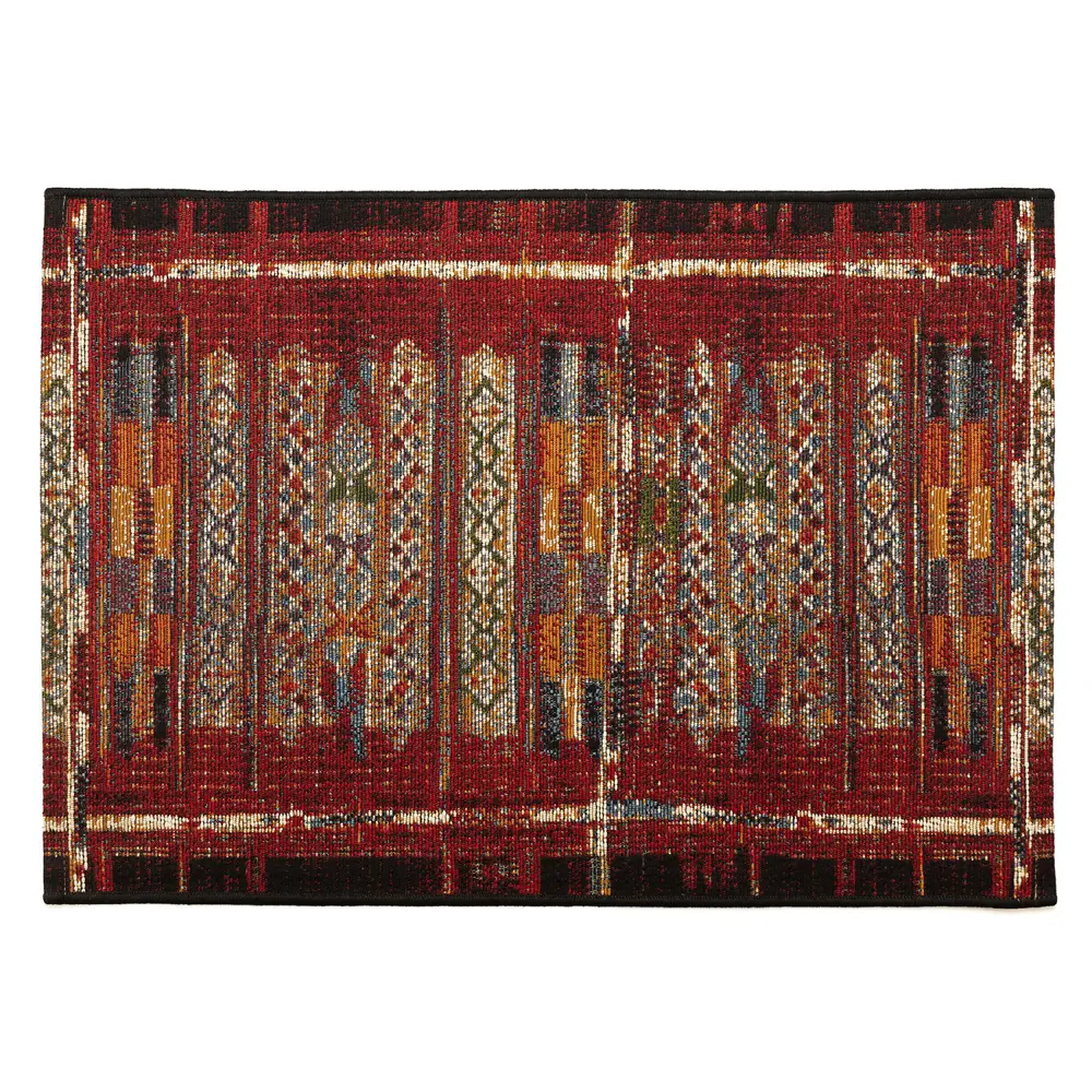 Liora Manne Esencia Tribal Stripe Indoor/Outdoor Mat Red 2' x 2'10