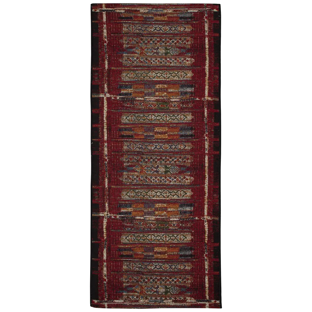 Liora Manne Esencia Tribal Stripe Indoor/Outdoor Mat Red 1'11