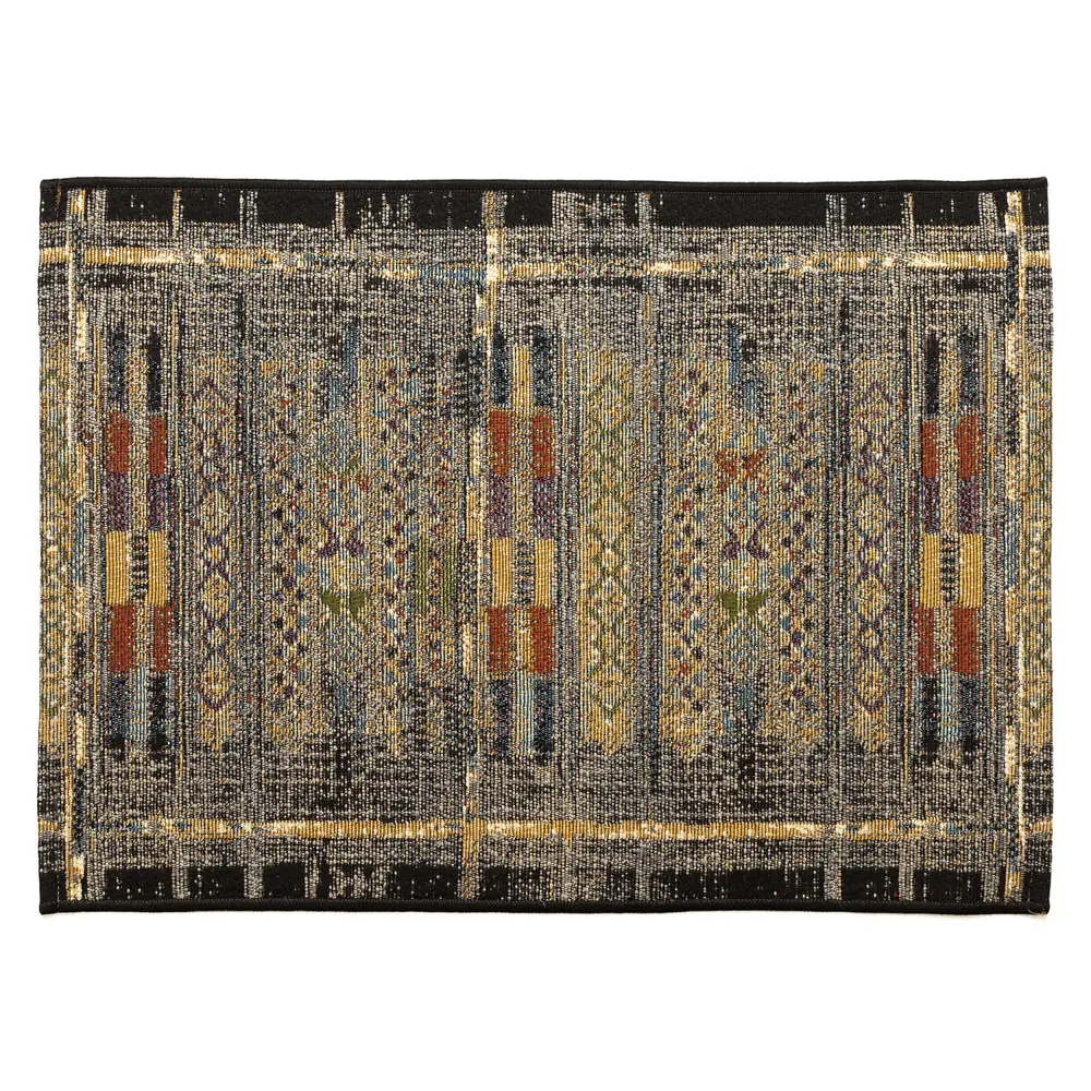 Liora Manne Esencia Tribal Stripe Indoor/Outdoor Mat Black 2' x 2'10