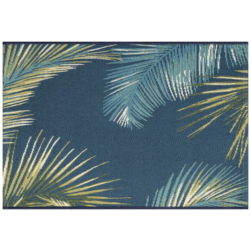 Liora Manne Esencia Palm Border Indoor/Outdoor Mat Navy 2' x 2'10