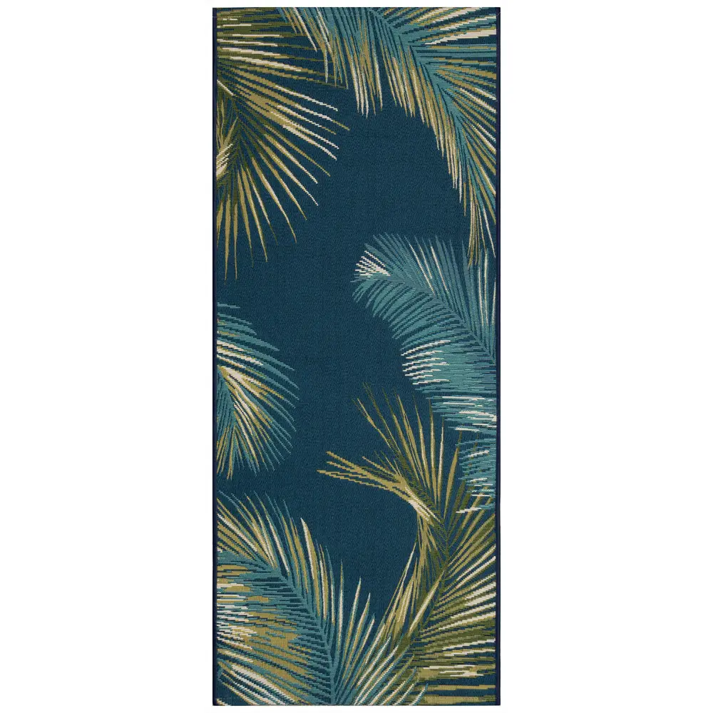 Liora Manne Esencia Palm Border Indoor/Outdoor Mat Navy 1'11