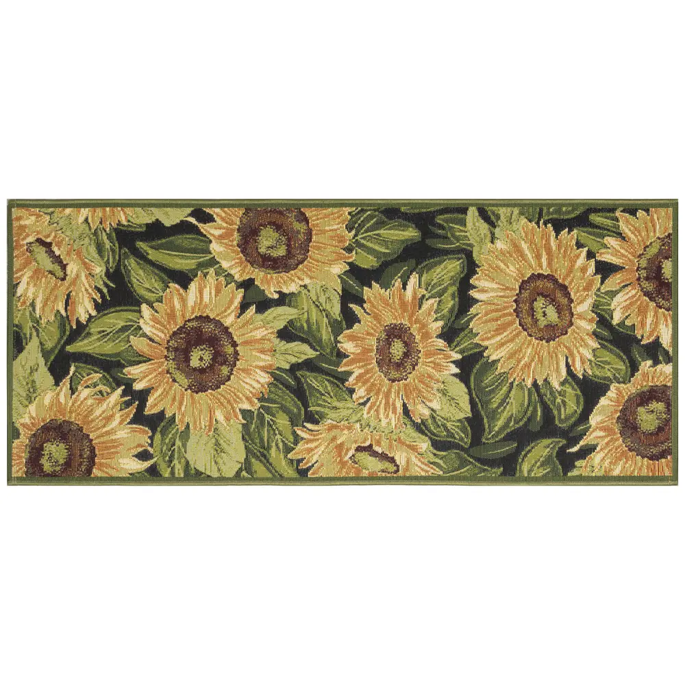 Liora Manne Esencia Sunflowers Indoor/Outdoor Mat Black 1'11