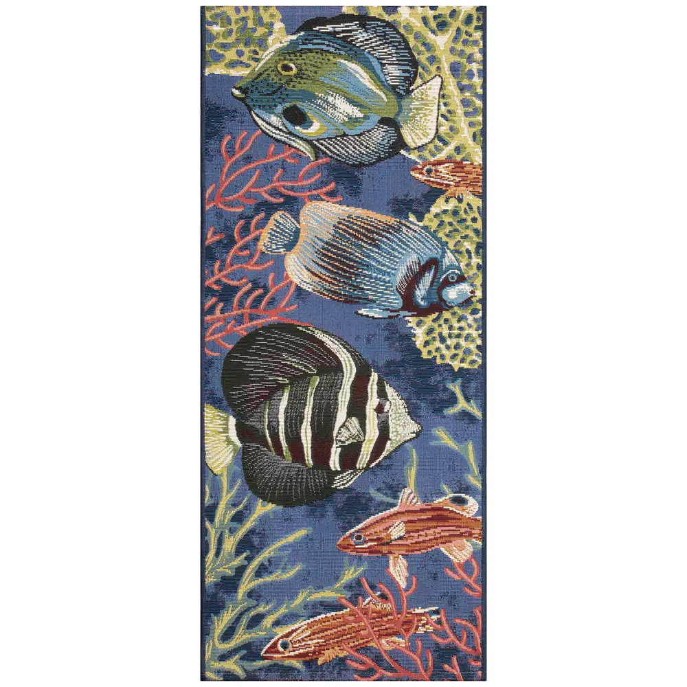 Liora Manne Esencia Fish Indoor/Outdoor Mat Navy 1'11