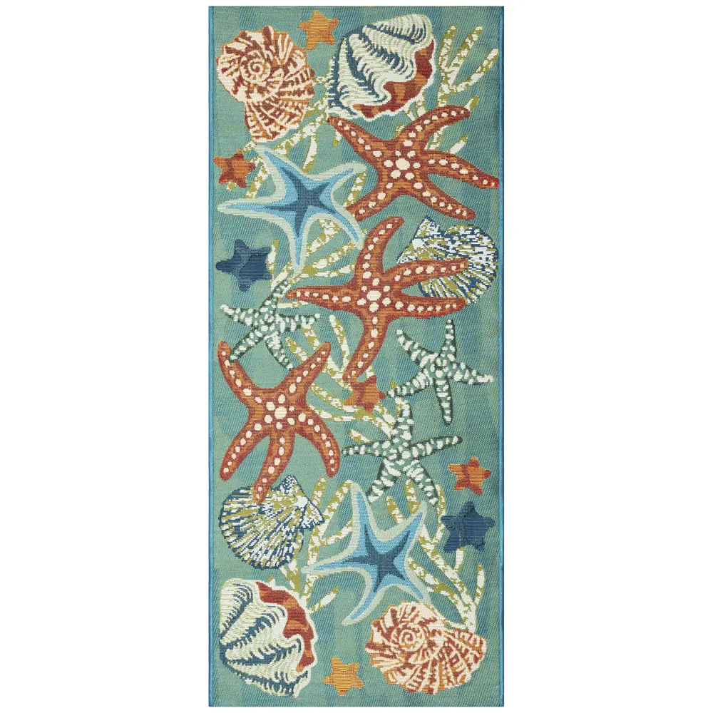 Liora Manne Esencia Starfish Song Indoor/Outdoor Mat Aqua 1'11