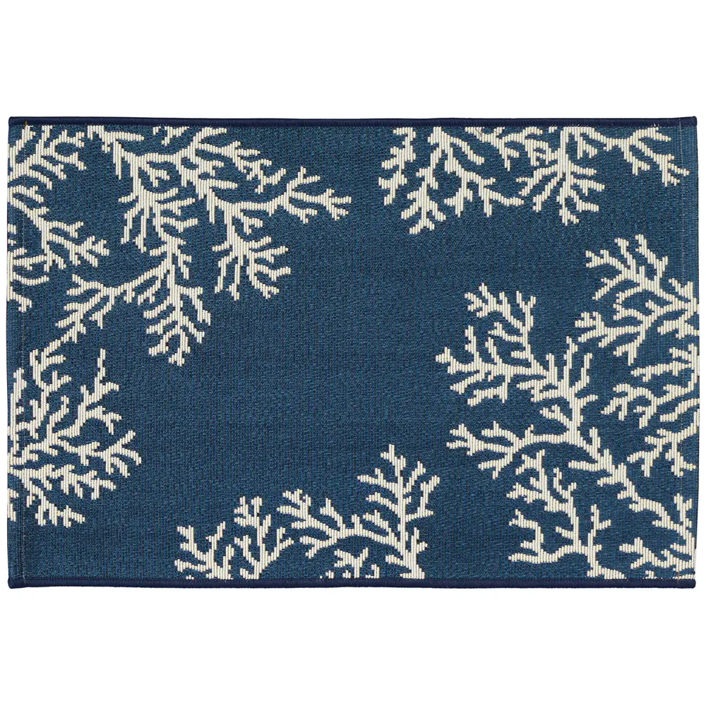 Liora Manne Esencia Coral Edge Indoor/Outdoor Mat Navy 2' x 2'10