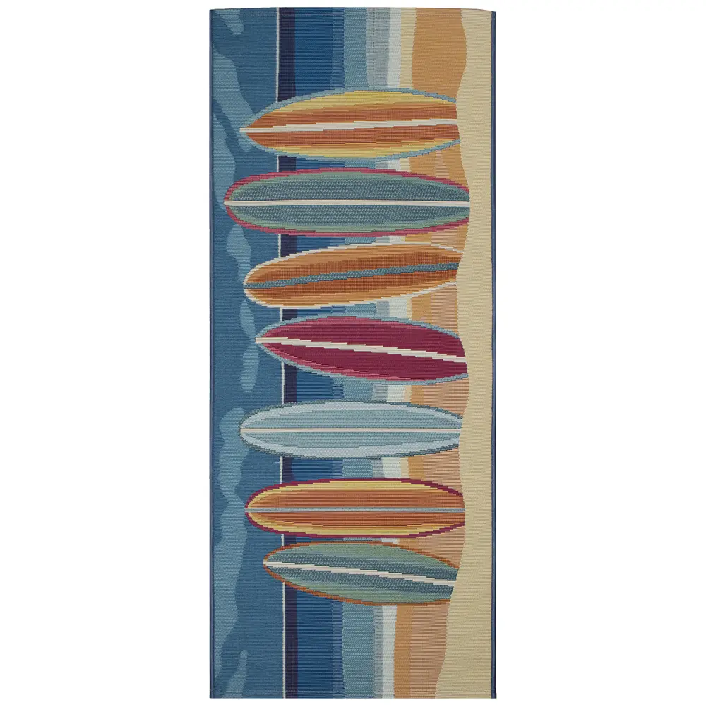 Liora Manne Esencia Surf Break Indoor/Outdoor Mat Blue 1'11