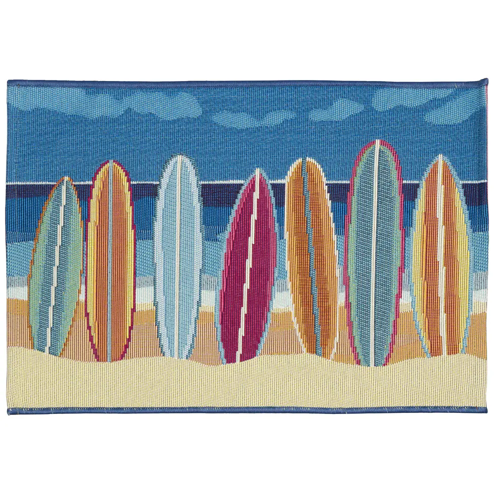 Liora Manne Esencia Surf Break Indoor/Outdoor Mat Blue 2'5