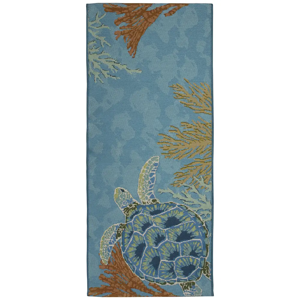 Liora Manne Esencia Seaturtle Garden Indoor/Outdoor Mat Ocean 1'11