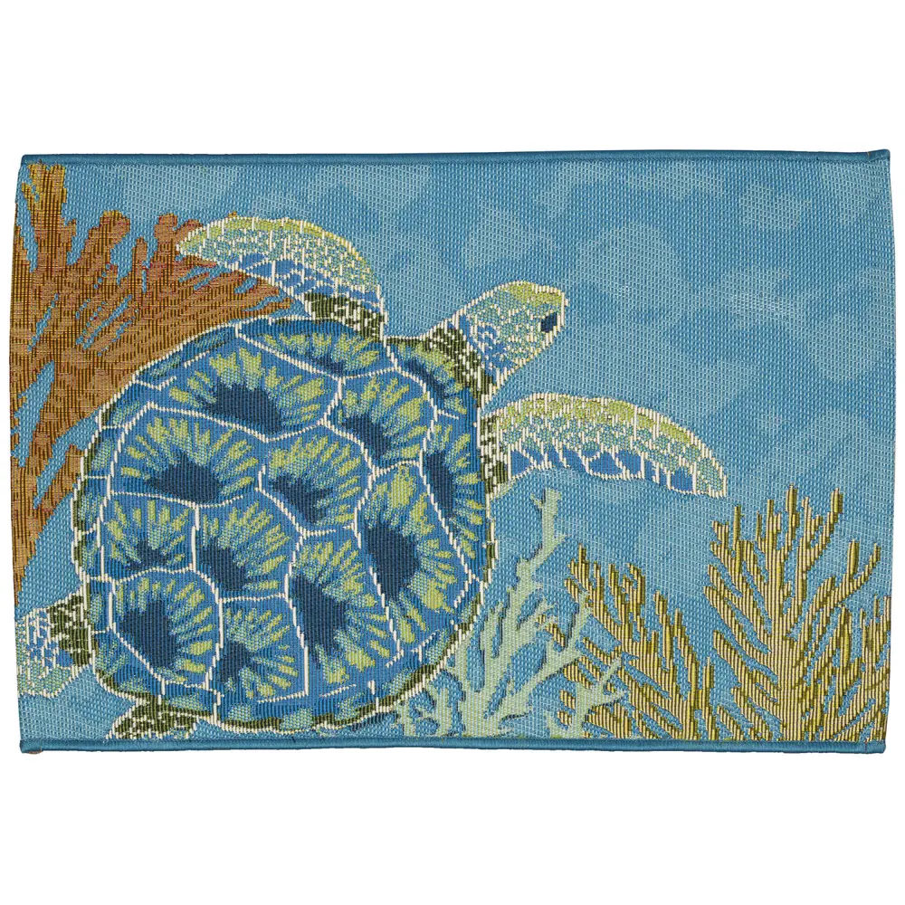 Liora Manne Esencia Seaturtle Garden Indoor/Outdoor Mat Ocean 2'5