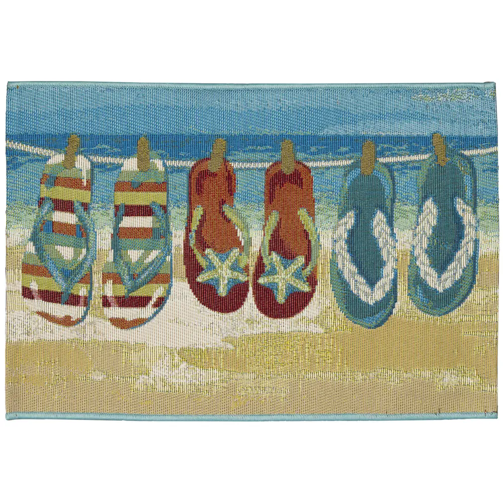 Liora Manne Esencia Flip Flops Forever Indoor/Outdoor Mat Blue 2' x 2'10