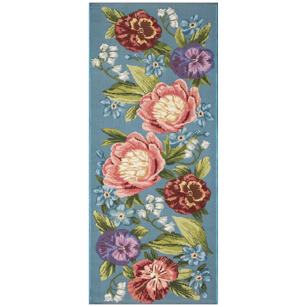 Liora Manne Esencia Secret Garden Indoor/Outdoor Mat Aqua 1'11