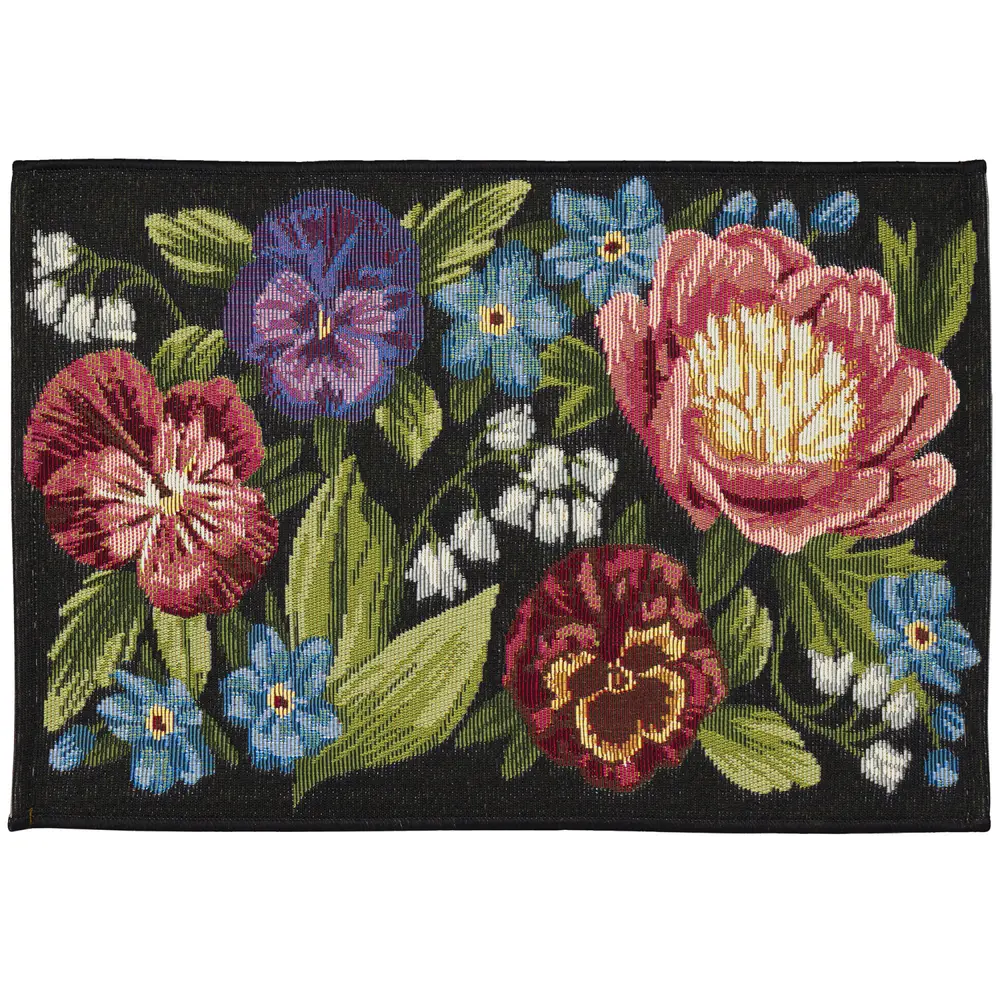 Liora Manne Esencia Secret Garden Indoor/Outdoor Mat Black 2'5