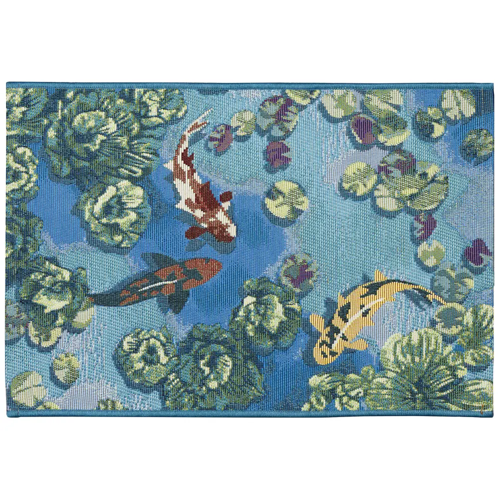 Liora Manne Esencia Koi Pond Indoor/Outdoor Mat Aqua 2' x 2'10