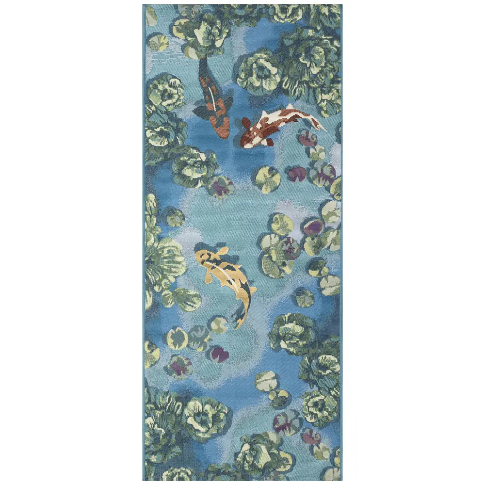 Liora Manne Esencia Koi Pond Indoor/Outdoor Mat Aqua 1'11