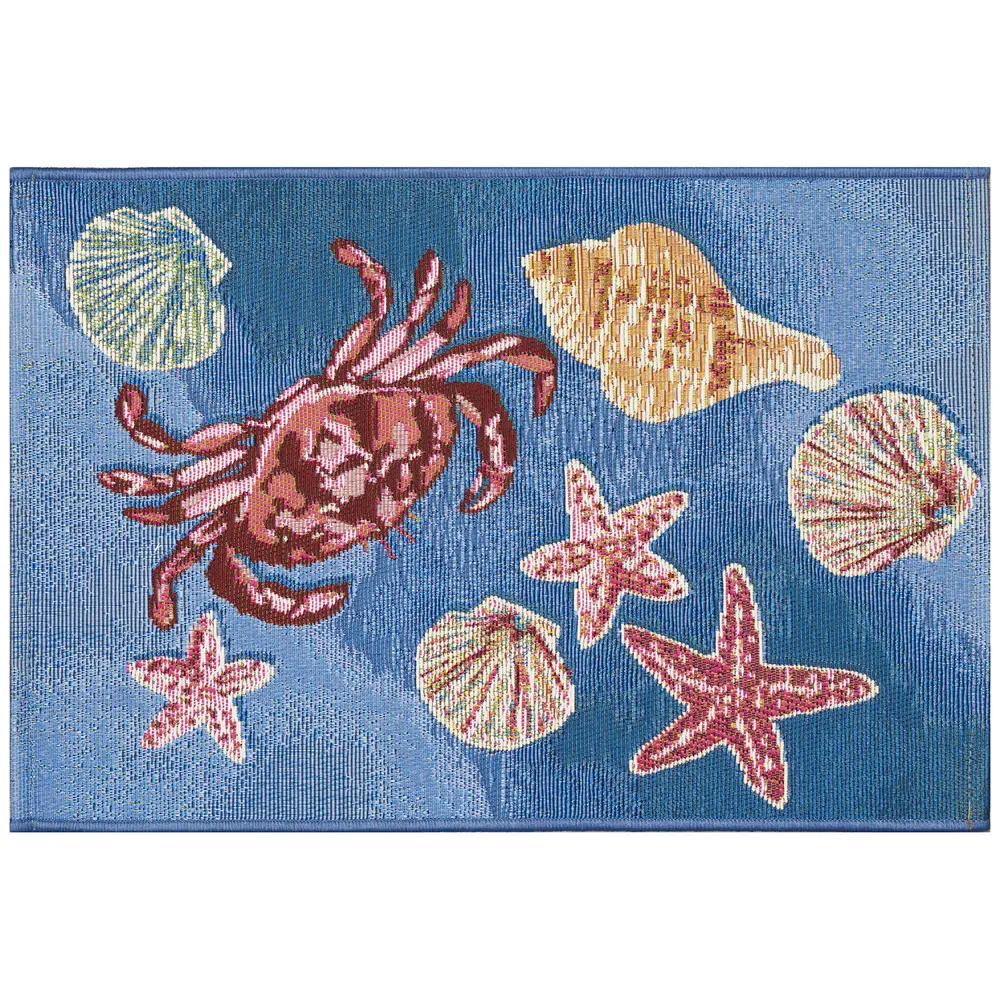 Liora Manne Esencia Shell We Dance Indoor/Outdoor Mat Aqua 2' x 2'10