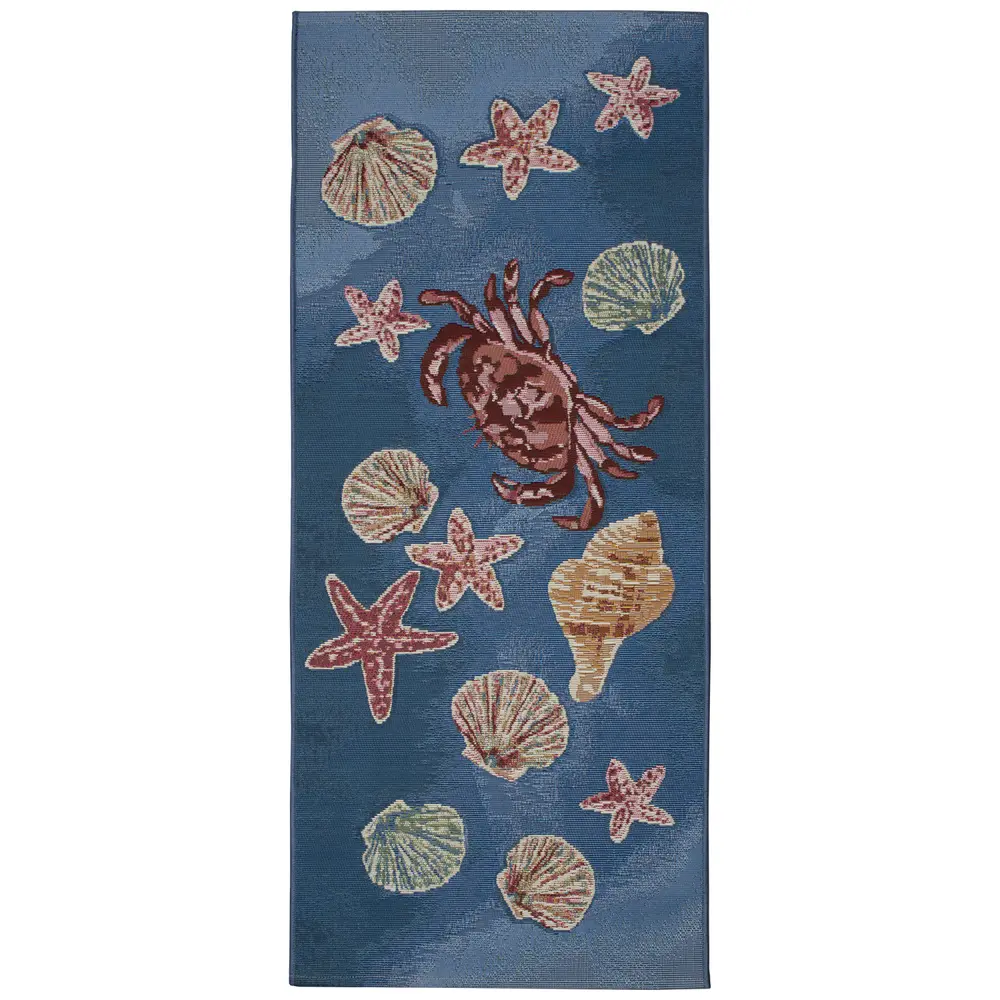 Liora Manne Esencia Shell We Dance Indoor/Outdoor Mat Aqua 1'11