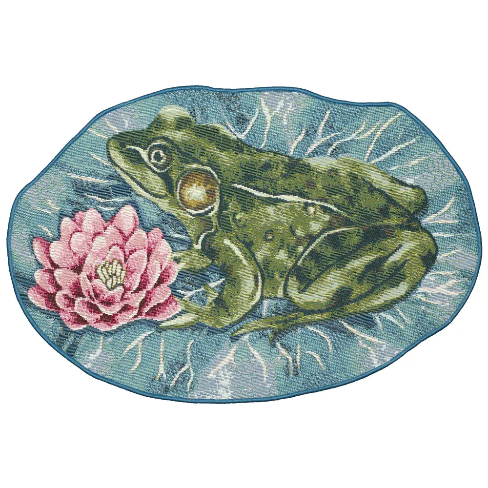 Liora Manne Esencia Frog And Lotus Indoor/Outdoor Mat Green 3'3
