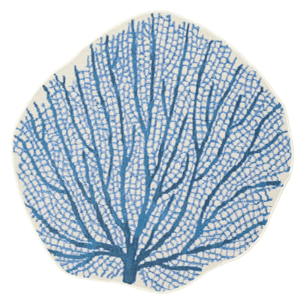 Liora Manne Esencia Coral Fan Indoor/Outdoor Mat Navy 3'3