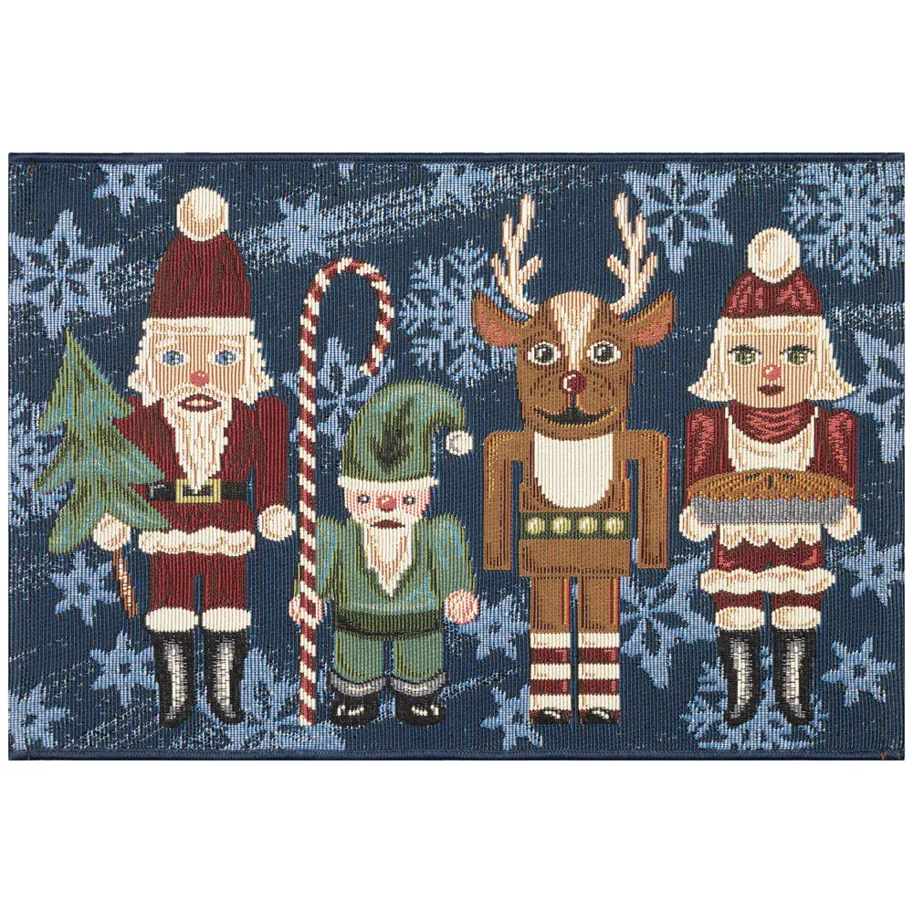 Liora Manne Esencia Nutcracker Sweet Indoor/Outdoor Mat Navy 2' x 2'10