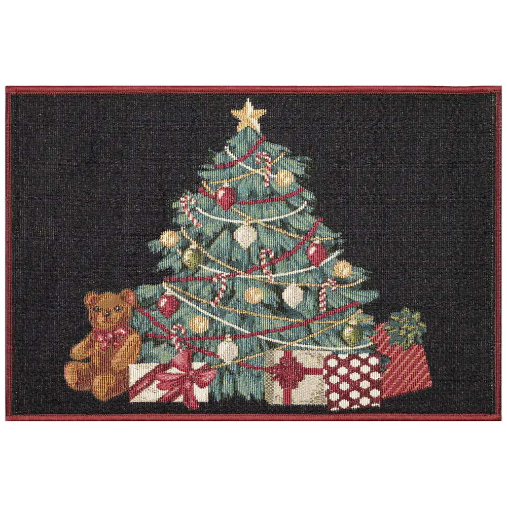 Liora Manne Esencia Oh Christmas Tree Indoor/Outdoor Mat Black 2' x 2'10