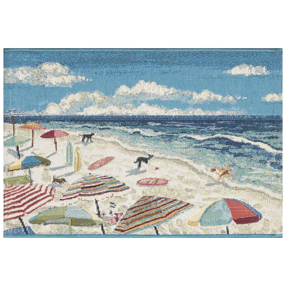 Liora Manne Esencia Dog Beach Indoor/Outdoor Mat Ocean 2' x 2'10