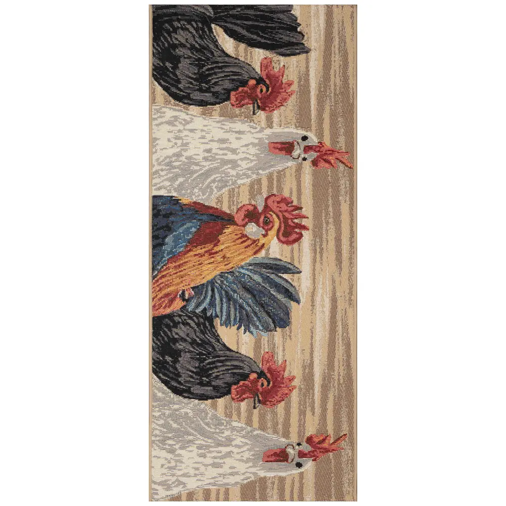 Liora Manne Esencia Three Roosters Indoor/Outdoor Mat Natural 1'11