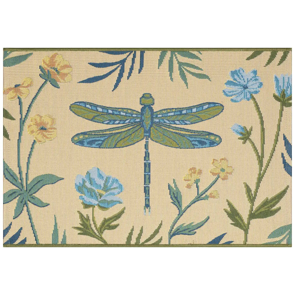 Liora Manne Esencia Floral Dragonfly Indoor/Outdoor Mat Blue 2'5
