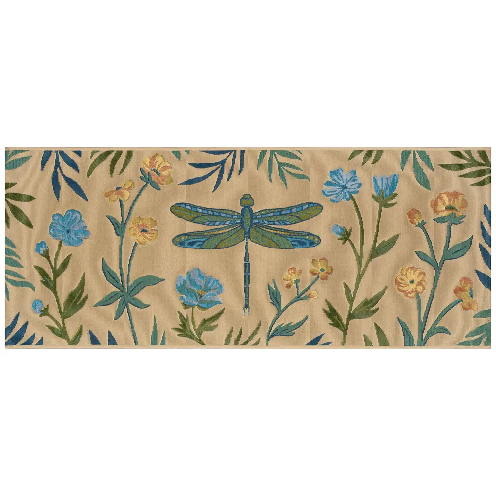 Liora Manne Esencia Floral Dragonfly Indoor/Outdoor Mat Blue 1'11