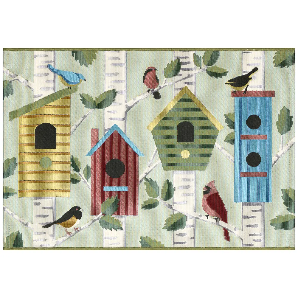 Liora Manne Esencia Bird Condos Indoor/Outdoor Mat Blue 2' x 2'10