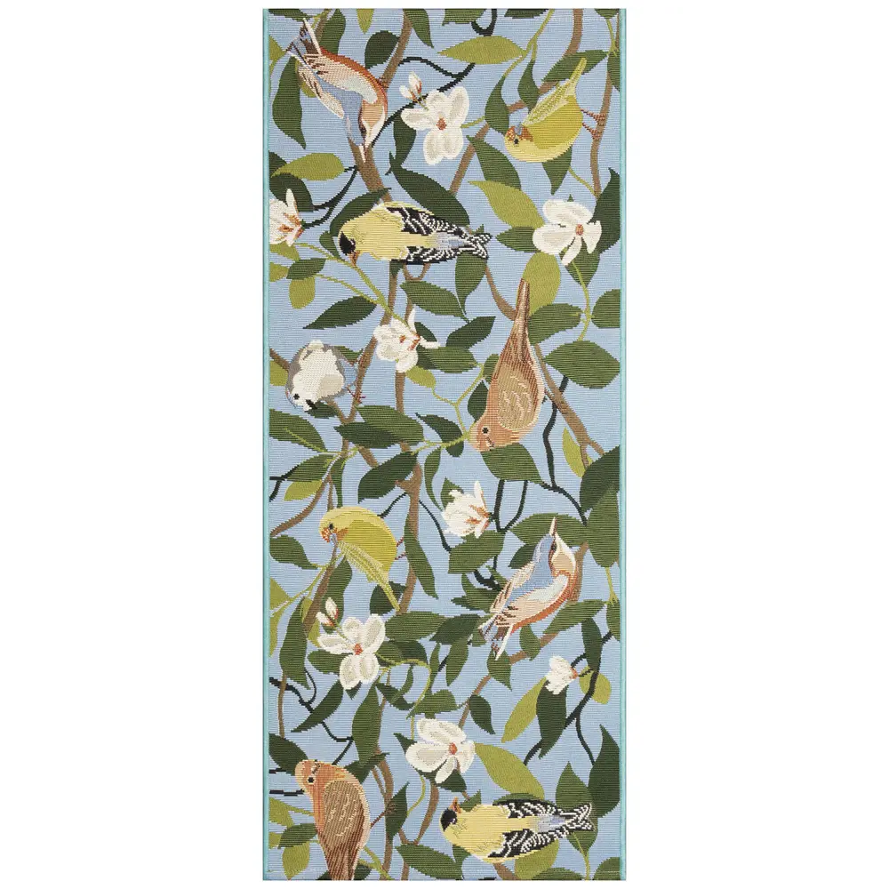 Liora Manne Esencia Floral Finches Indoor/Outdoor Mat Blue 1'11