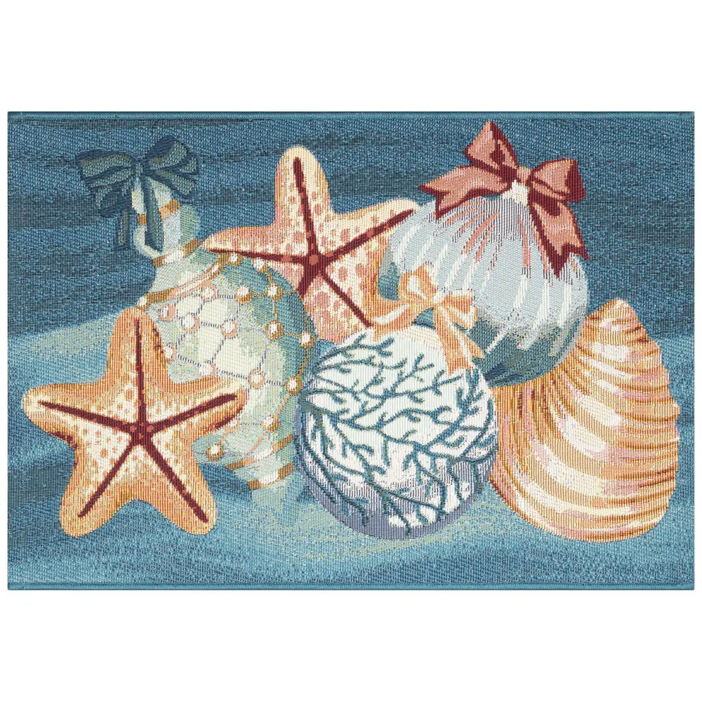 Liora Manne Esencia Sea Gem Ornaments Indoor/Outdoor Mat Ocean 2' x 2'10