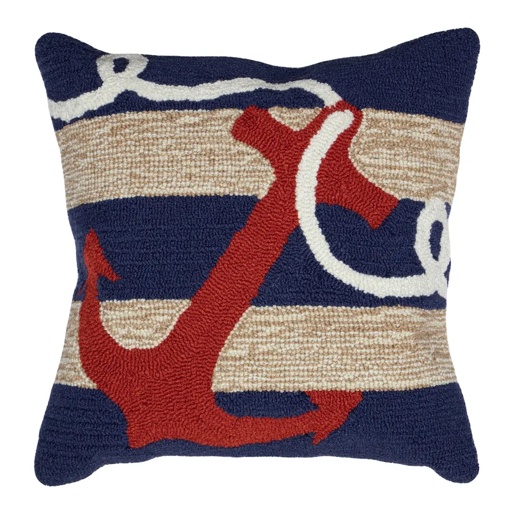 Liora Manne Frontporch Anchor Indoor/Outdoor Pillow Navy 18